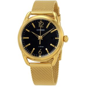 Citizen Drive Black Dial Gold-tone Mesh Ladies Watch - Image 1