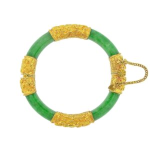 24K Handcrafted Jade Bangle - Image 1