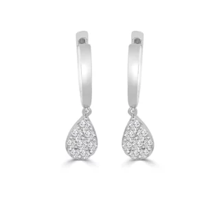 14K Diamond Cluster Tear Drop Earring - Image 1