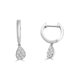 14K Diamond Cluster Tear Drop Earring - Image 2