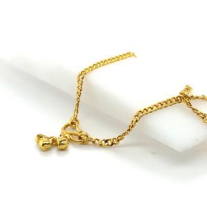 22K Cuban Link Anklet with S lock & Three Bells - Image 1