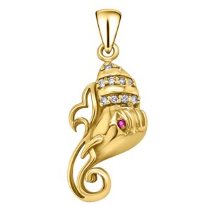 18K 0.10ct Diamond Ganesh Pendant - Image 1