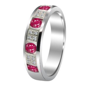 14K White Gold 0.10ctw Diamond and Ruby Ring - Image 1