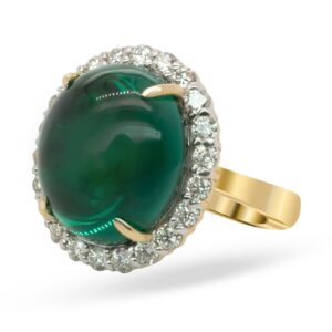 18K 0.90ct Diamond and Emerald Ring - Image 1