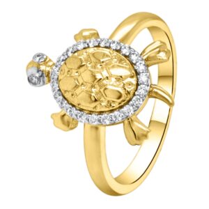 18K 0.14ct Diamond Turtle Ring - Image 1