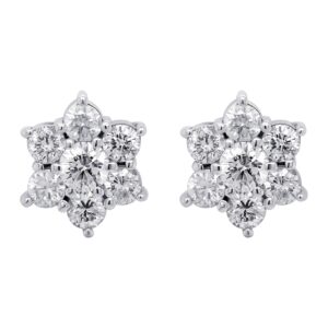 14K 1.52ct Diamond Flower Earrings - Image 1