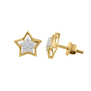 14K 0.18ct Diamond Star Design Earrings - Image 1