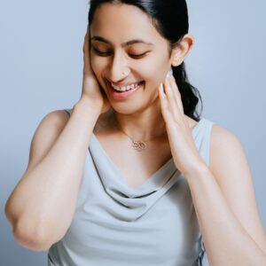 14K Three-Tone Twirl Diamond Necklace - Image 2