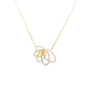 14K Three-Tone Twirl Diamond Necklace - Image 1