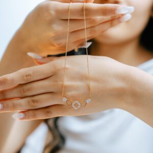 14K Diamond Petal Touch Necklace - Image 2