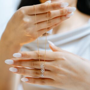 14K Halo Drop Diamond Necklace - Image 2