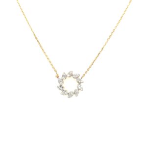 14K Flora Halo Diamond Necklace - Image 1
