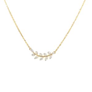 14K Leaf Design Diamond Necklace - Image 1