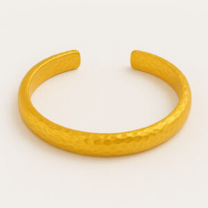 24K Hammered Open Bangle - Image 1
