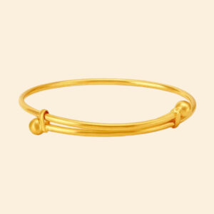 24K Adjustable Baby Bangle (Thin Ball End) - Image 1