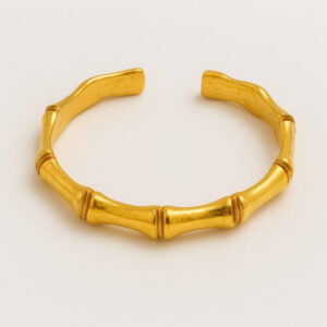 24K Open Bamboo Bangle Thin - Image 1