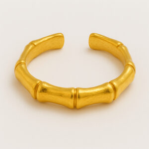 24K Open Bamboo Bangle Thick - Image 1