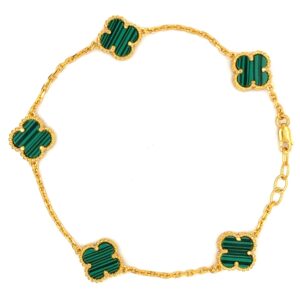 22KT Gold, Green Motif Bracelet - Image 1