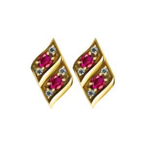 14K 0.081ct Diamond and Ruby Earrings - Image 1